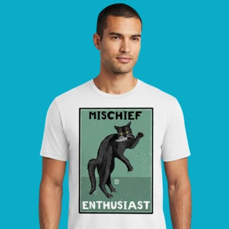 Mischief Enthusiast Black Cat With Knife T-Shirt