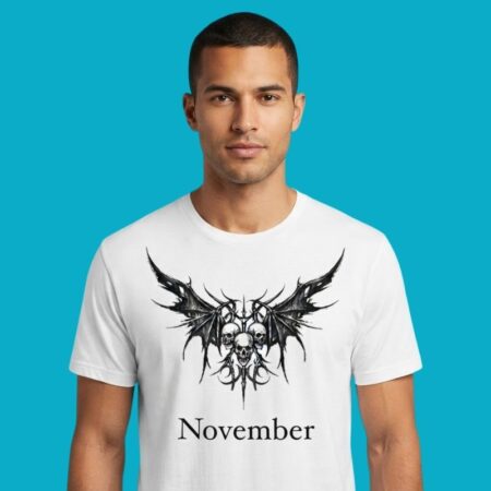 November Skulls With Wings Gothic Dark Art T-Shirt