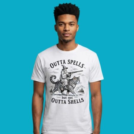 Outta Spells But Not Outta Shells Wizard Cat Shirt