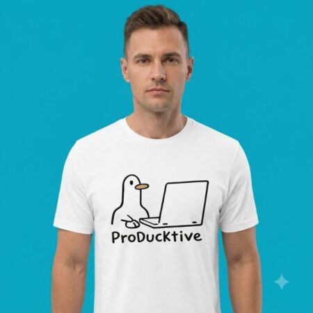 Productive Laptop Duck Mascot Graphic Tee