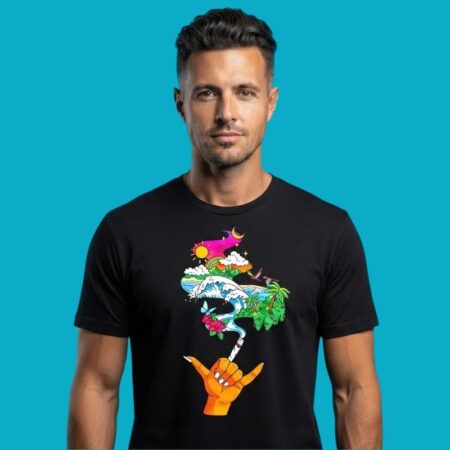 Shaka Hand Smoking Tropical Island Wave Shirt