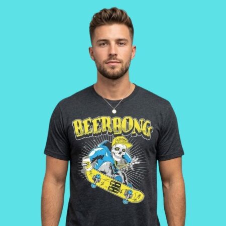 Skater Skeleton Party Beer Bong Graphic Tee