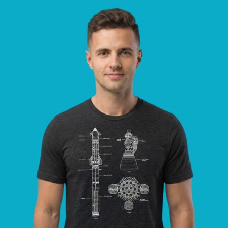 Starship Rocket Blueprint Engineering Schematic T-Shirt
