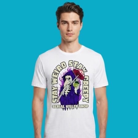 Stay Weird Stay Creepy Plague Doctor Mushroom Serial Killer Shop Shirt