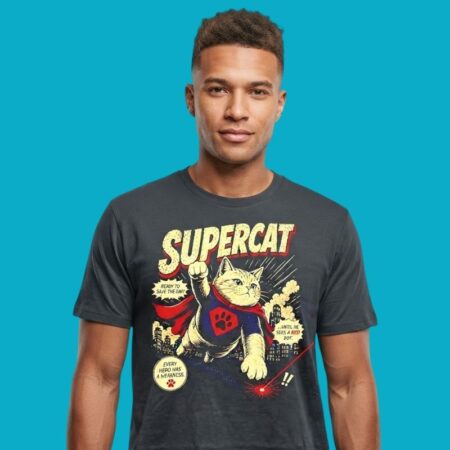 Supercat Ready To Save The Day Until He Sees A Red Dot Shirt
