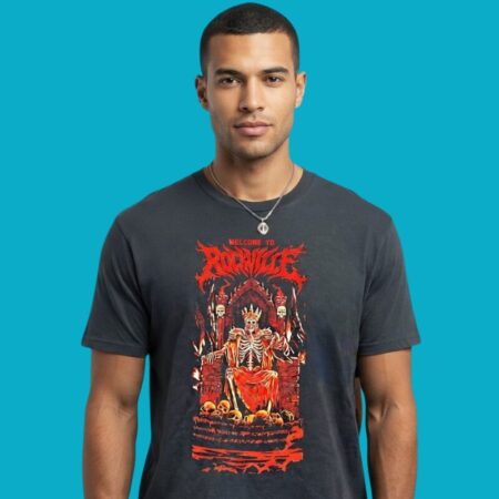 Welcome To Rockville Skeleton King On Throne Shirt