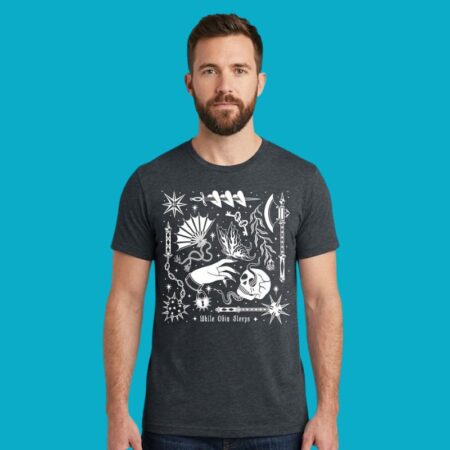 While Odin Sleeps Gothic Skull Butterfly Tee