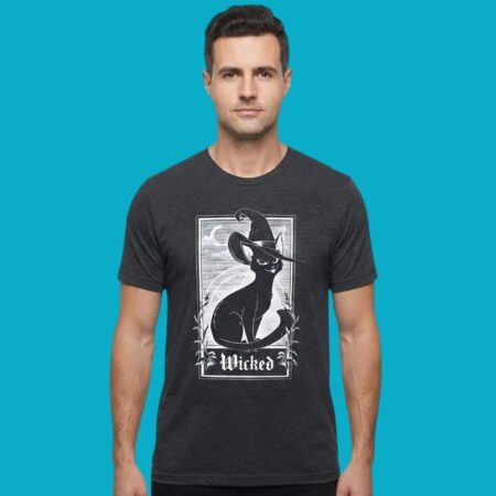 Wicked Witch Cat Halloween Occult Gothic Tee