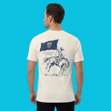Alberta Flag Strong & Free Bronco Rider Tee