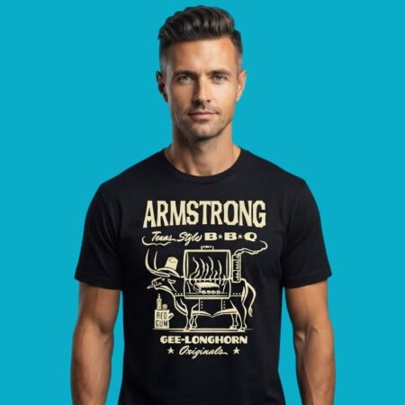 Armstrong Texas Style BBQ Gee Longhorn Vintage Food Tee
