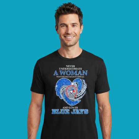 Blue Jays Baseball Diamond Heart Woman Pride Tee