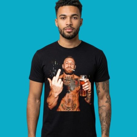 Conor McGregor 2026 Middle Finger Beer & Smoking Graphic Tee