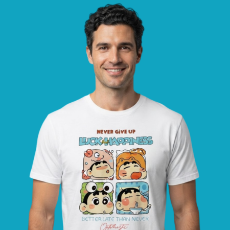 Crayon Shin-Chan Never Give Up Motivational Graphic Shirt