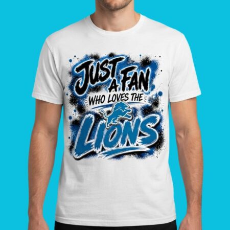 Detroit Lions NFL Just A Fan Logo Pride Tee
