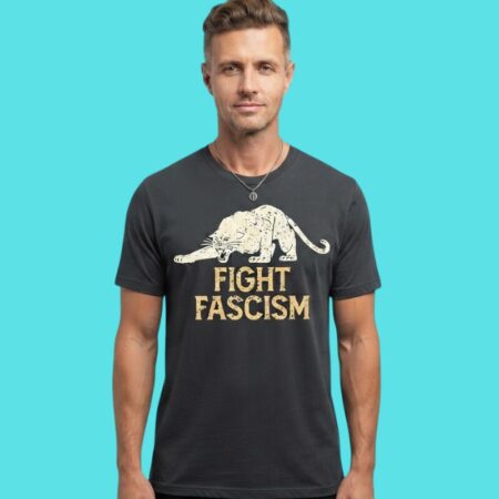 Fight Fascism Panther Activism Statement Tee