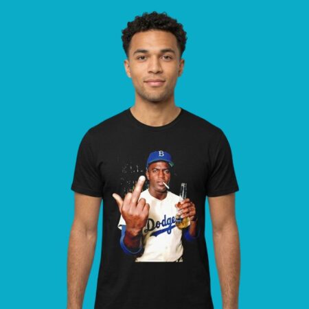 Jackie Robinson Dodgers Middle Finger Beer & Smoking Tee