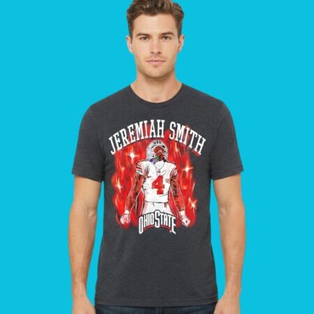 Jeremiah Smith Ohio State Football Flame Cartoon Tee