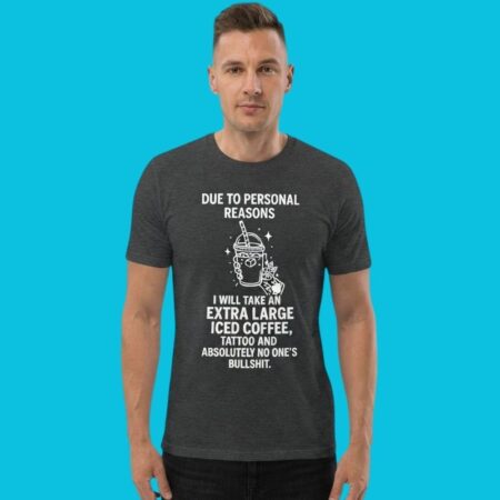 Large Iced Coffee Tattoo & No Bullshit Humor Tee