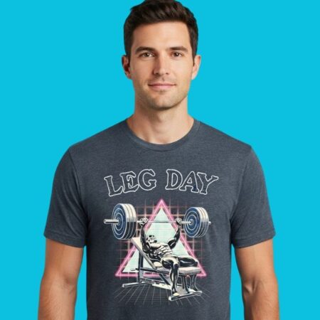 Leg Day Skeleton Weightlifting Workout Graphic Tee