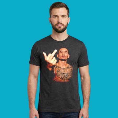 Max Holloway 2026 Middle Finger Portrait Fight Fan Tee