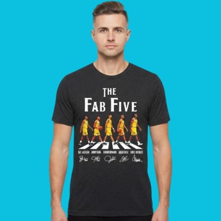 Michigan Wolverines Fab Five Basketball Signatures Tee