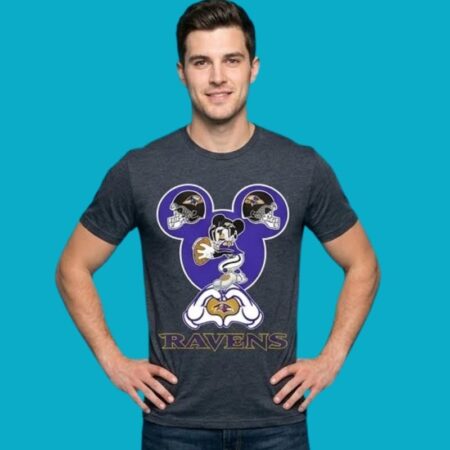 Mickey Mouse Love Hand Baltimore Ravens NFL Fan Tee