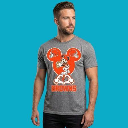Mickey Mouse Love Hand Cleveland Browns NFL Fan Tee