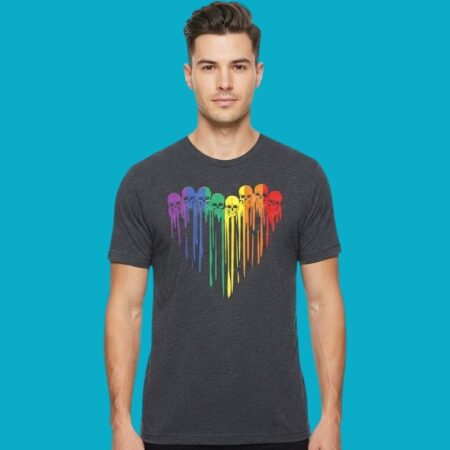 Rainbow Dripping Skulls Heart Pride LGBTQ+ Graphic Tee