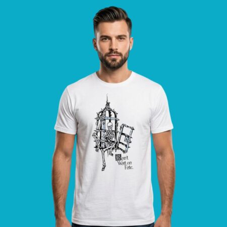 Skeleton In Cage Can't Wait On Fate Gothic Graphic Tee