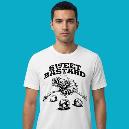 Sweet Bastard Grim Reaper Playing Pool Skeleton Tee