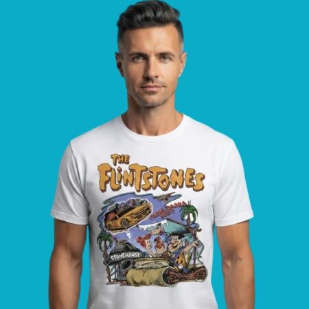 The Flintstones Yabba Dabba Doo Stonehouse Car Retro Tee