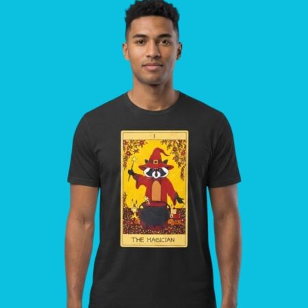 The Magician Raccoon Tarot Card Witchcraft Mystic Tee