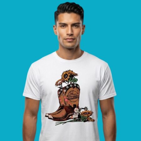 The Strokes Cowboy Boots Sunflowers Indie Rock Tee