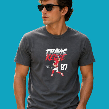 Travis Kelce #87 KC Football Star Signature T-Shirt