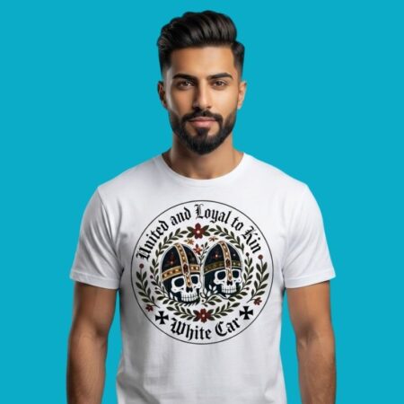 United & Loyal To Kin White Car Skull Graphic Tee