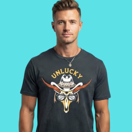 Unlucky Cowboy Skull Western Graphic Tee