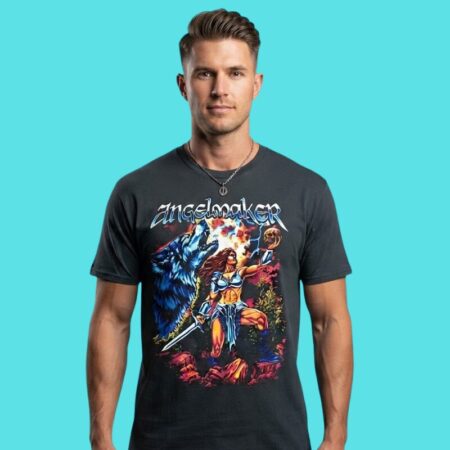 Warrior Woman Wolf & Skull Fantasy Graphic Tee