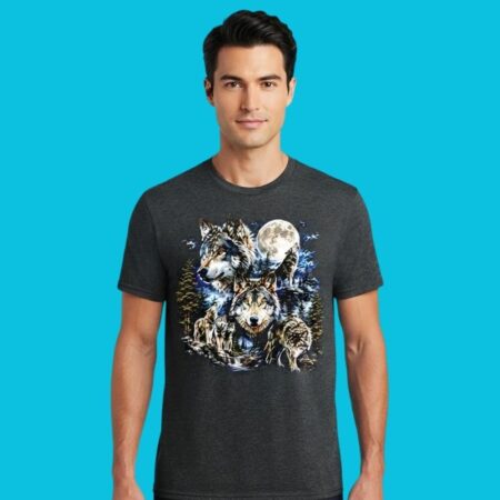 Wolf Pack Full Moon Night Forest Nature Graphic Shirt
