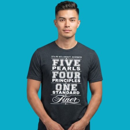 Zeta Phi Beta Sorority Five Pearls Finer Womanhood Tee